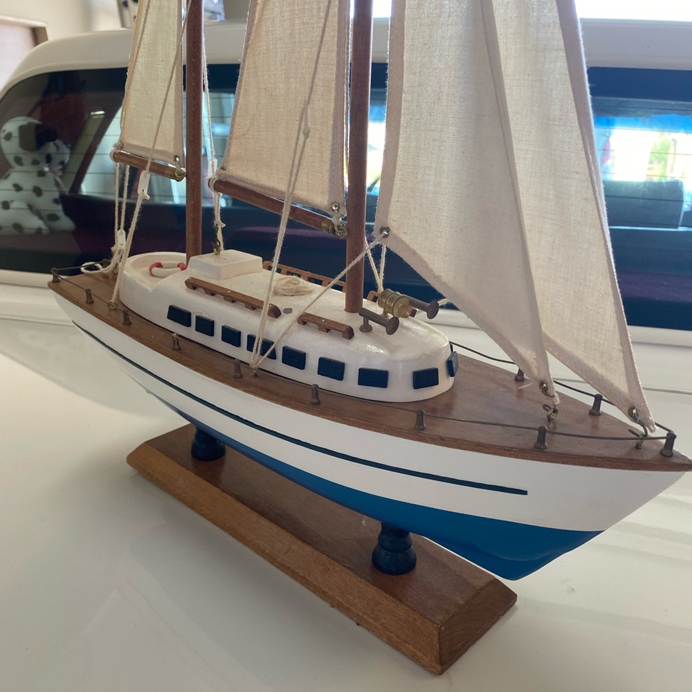 Vintage hand-made wooden sail boat